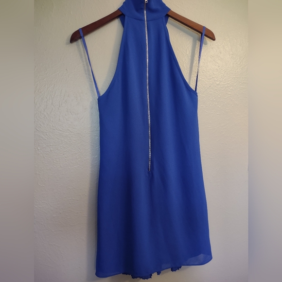 Naked Zebra Royal Blue Halter Neck Pleated Mini Dress Size Small - Picture 8 of 12
